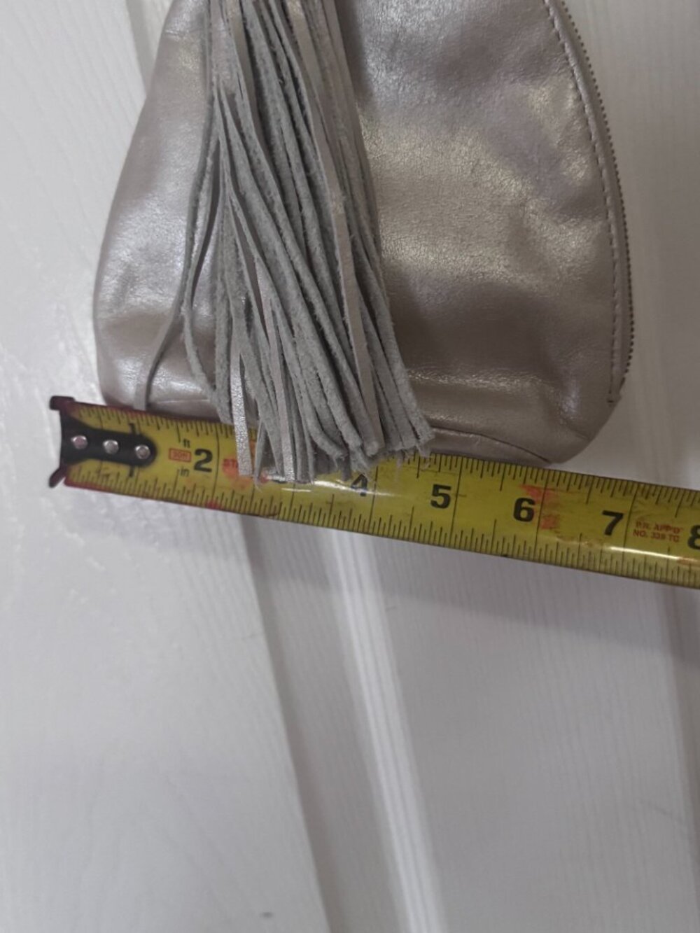 HOBO Internation Fringe Metallic Silver Color Sling Wrislet Bag - Picture 6 of 6